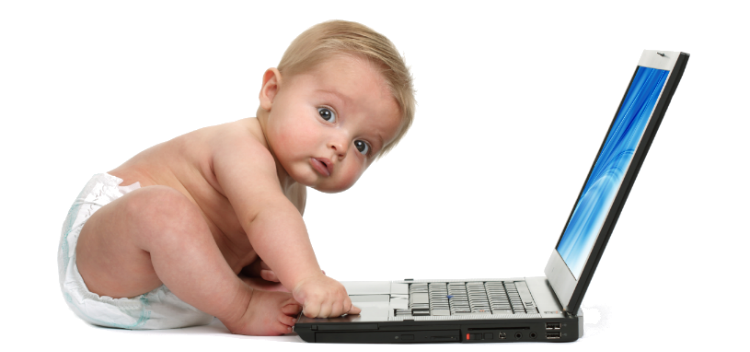 Baby using computer